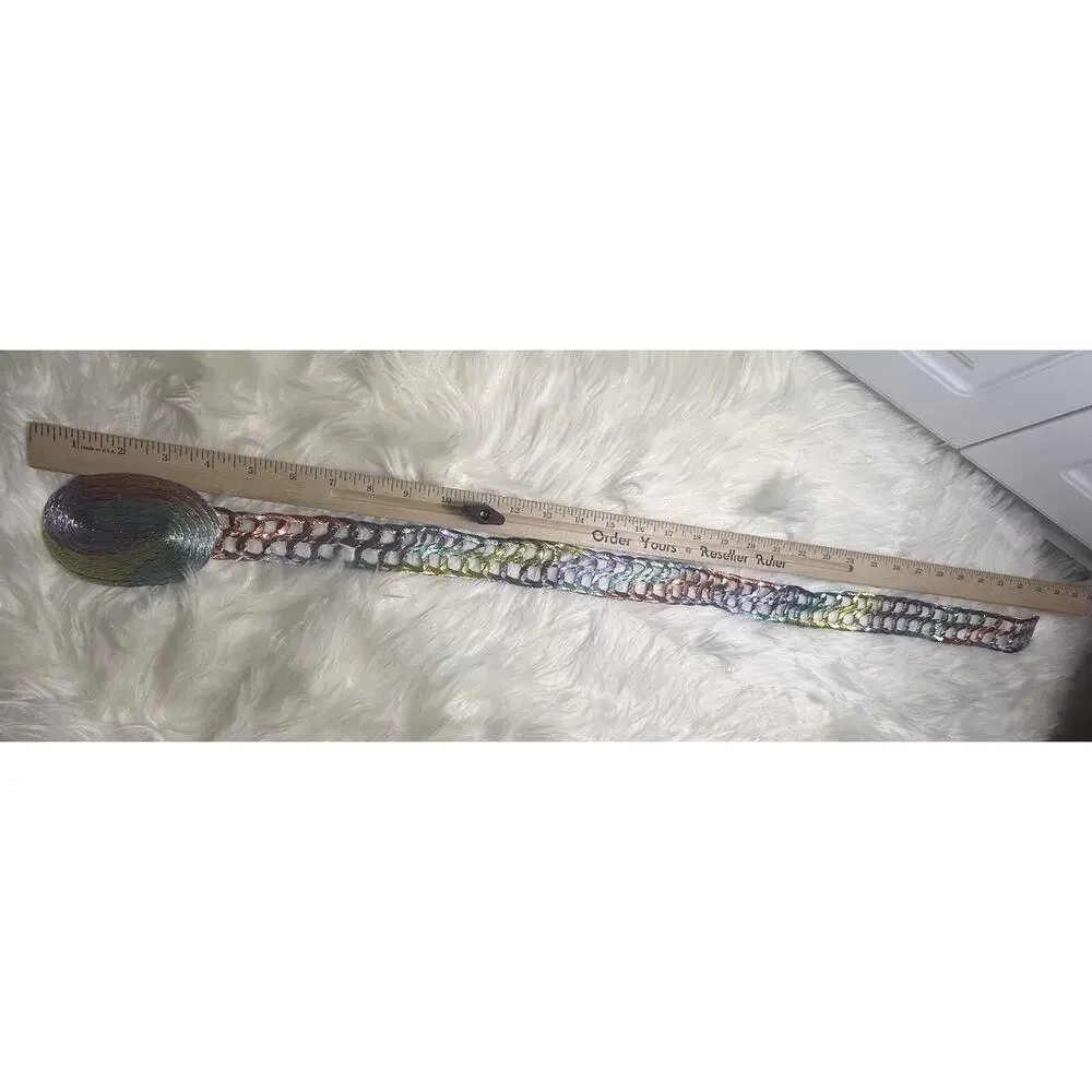 Vintage Metallic Woven Braided Belt  Iridescent Wash Adjustable Ombré Boho Retro